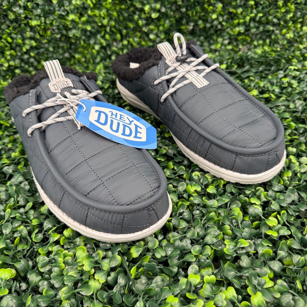 Hey Dude Wally Slip Camp Nylon Dark Slate Micro Chip Men 11 NIB 45839-1ZH